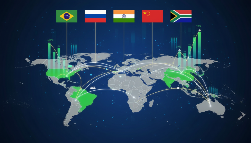 BRICS nations rising as emerging economic powers influencing global trade and geopolitics